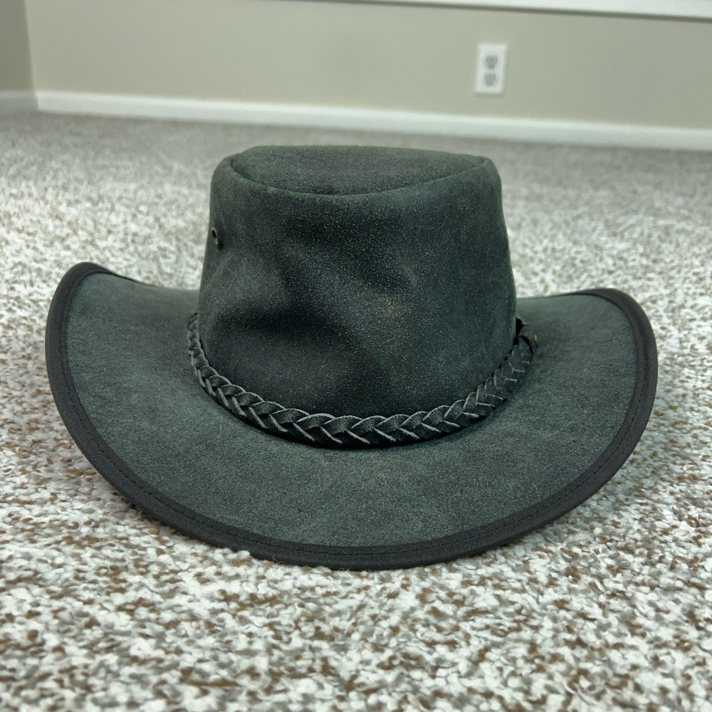 American Bison Mens Cowboy Hat Small Gray Leather Wide Brim Western Outdoor‎